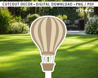 Hot AIR Balloon Cutout, Backdrop Decor, Beige Air Balloon Party Decoration Baby shower Or Birthday Party Stand Up Prop, Digital Download