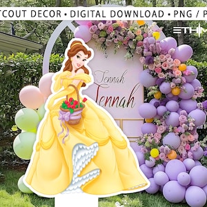 Belle Cutout, Disney princess Cutout Decor, Belle Party Decoration Theme, Birthday Party Stand Up Prop, Digital Download