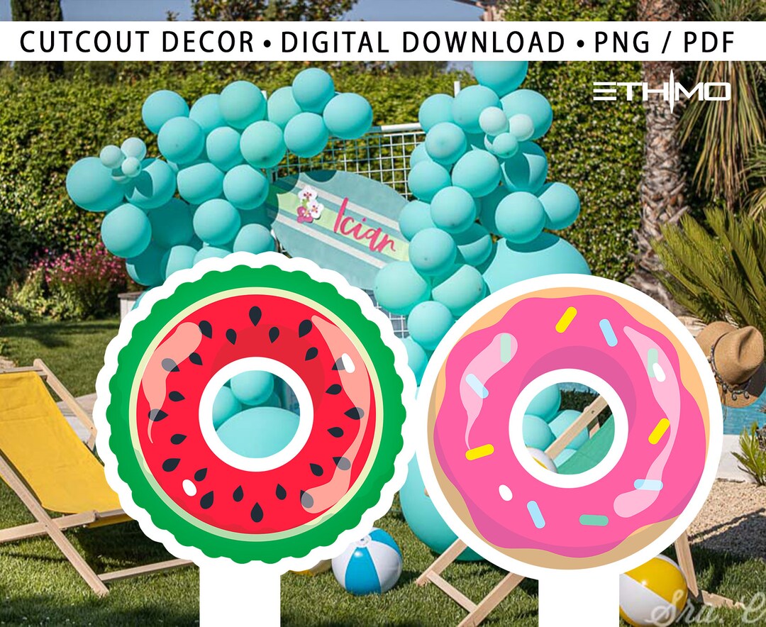 BIG CUTOUT Donut Inflatable Pool Watermelon Cutout Unicorn Prop Pool ...
