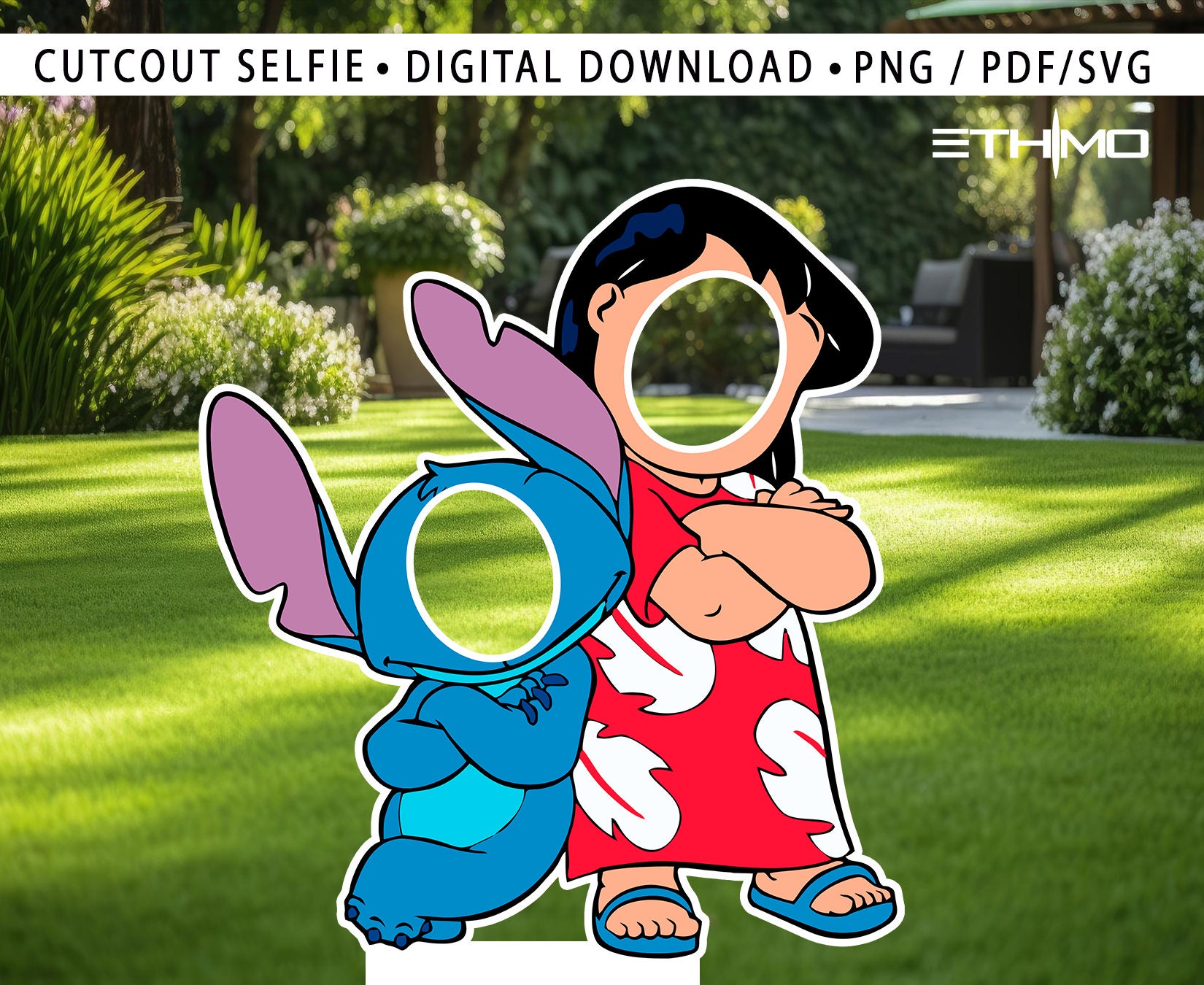 Stitch-Charakter-Selfie-Kartonausschnitte – Partydekorationen – Bringen Sie Ihre Party auf eine andere Ebene – Partyzubehör – Rahmen für Selfie-Party