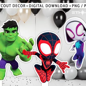 Spidey and his friends Cutout, Big Decor, Party Decorations, Birthday Prop, Yard Sign, Standee, Centerpiece, Kids Party Decor, Digital File