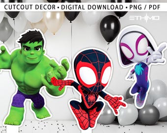 Spidey and his friends Cutout, Big Decor, Party Decorations, Birthday Prop, Yard Sign, Standee, Centerpiece, Kids Party Decor, Digital File