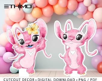 Stitch Girl Cutout, Stitch Cutout Decor, Stitch Party Decoration Theme, Birthday Party Stand Up Prop, Digital Download Active