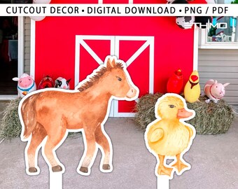 BIG DECOR FARM birthday - Cutout Decor farm animals, farm printable Baby Shower, Birthday Party, digital download - Backdrop Farm sheep