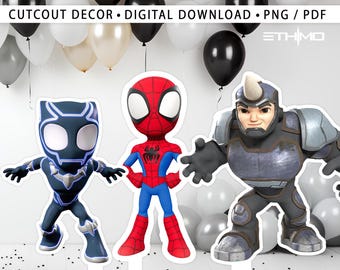 Spidey and his friends Cutout, Big Decor, Party Decorations, Birthday Prop, Yard Sign, Standee, Centerpiece, Kids Party Decor, Digital File