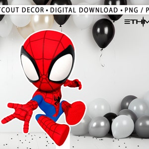 Spidey Cutout, Grote decoratie, Feestdecoraties, Verjaardagsrekwisiet, Tuinbord, Standee, Middelpunt, Kinderfeestdecoratie, Digitaal bestand