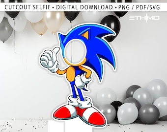 Sonic-Charakter-Selfie-Rahmen aus Pappe – Sonic-Partydekorationen – Bringen Sie Ihre Party auf ein anderes Level – Partyzubehör