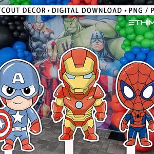 Character Cutouts, Superheroes, Cartoons cut outs, and party signs. Life Size Cutouts, Movie Characters  Iron man, Spider, cap, advenge