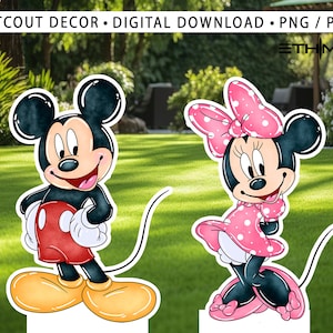 Mickey and minnie Cutout, Cute mickey Cutout Decor, Mickey Party Decoration Theme  Birthday Party Stand Up Prop, Digital Download