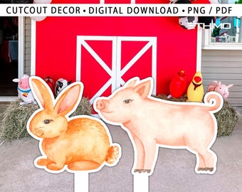 BIG DECOR FARM birthday - Cutout Decor farm animals, farm printable Baby Shower, Birthday Party, digital download - Backdrop Farm sheep
