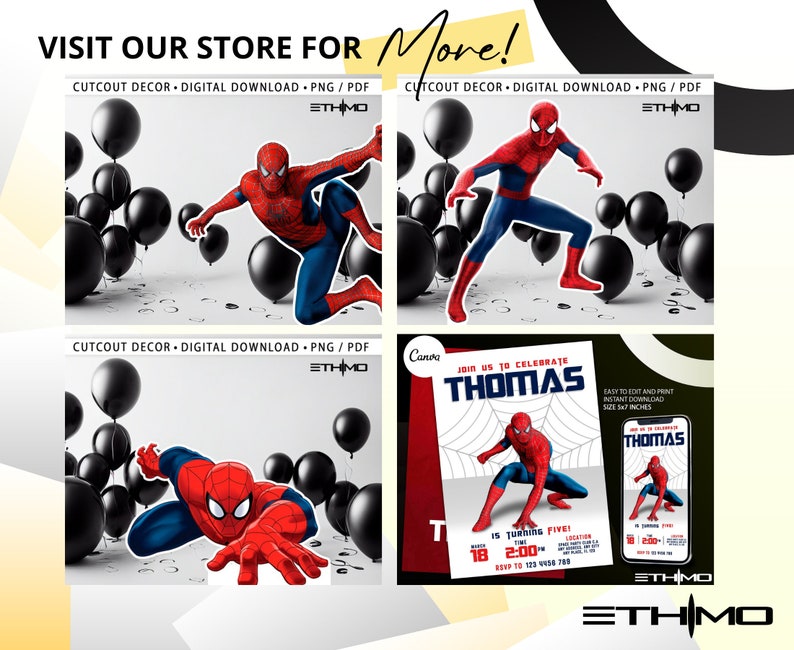 Spiderman Cutout, Big Decor, Party Decorations, Birthday Prop, Yard Sign, Standee, Centerpiece, Kids Party Decor, Digital File image 4