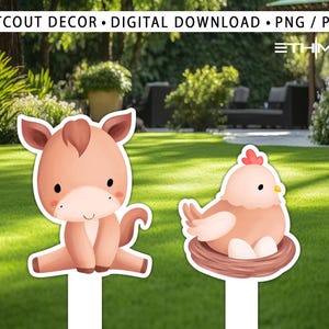 BIG DECOR FARM birthday - Cutout Decor farm animals, farm printable Baby Shower, Birthday Party, digital download - Backdrop Farm horse