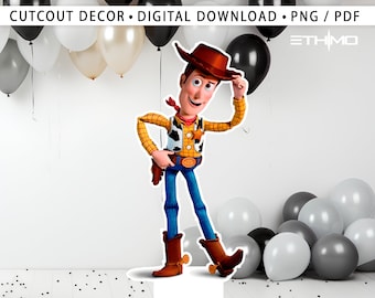 Toy Story Cutout, Toy Story Cutout Decor, Woody Toy Story Party Décoration Thème, Fête d’anniversaire Stand Up Prop, Téléchargement numérique