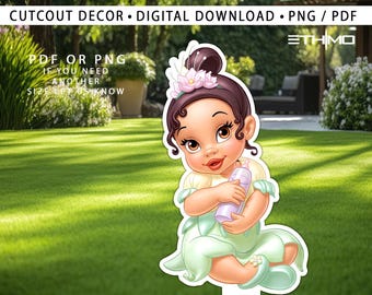 Baby Tiana Cutout, Baby Tiana Cutout Decor, Princess and the frog Party Decoration, Tiana Theme Party, Birthday Party, DIGITAL FILE
