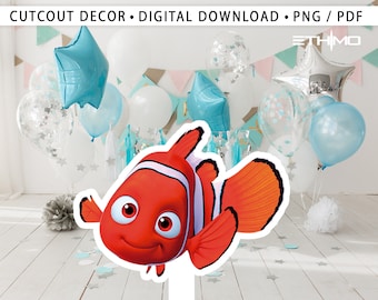 Nemo dory Cutout, Big Decor, Party Decorations, Birthday Prop, Yard Sign, Standee, Centerpiece, Kids Party Decor, Digital File