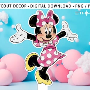 Minnie Cutout, Cute minnie Cutout Decor, Minnie Party Decoration Theme  Birthday Party Stand Up Prop, Digital Download