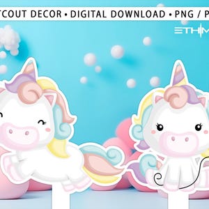 Ritagli di cartone con personaggi unicorno - Decorazioni per feste Unicornio - Porta la tua festa a un altro livello - Articoli per feste