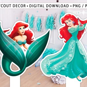 Ariel Cutout, Ariel Cutout Decor, Ariel Party Decoration Theme Baby shower Or Birthday Party Stand Up Prop, Digital Download
