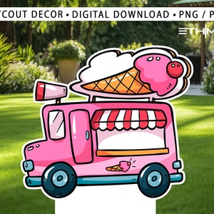 BIG CUTOUT Ice cream Party Ice cream Van Ice cream Birthday Party Decor Ice Cream Truck Cutout Summer Party, Life Size Cutout, DIGITAL