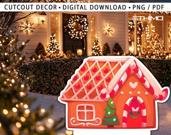 CUTOUT Gingerbread House Christmas Prop Cutout Christmas Decorations Christmas Gingerbread House Cutout Christmas Decor LifeSize Big Cutout