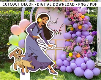 asha Cutout, Moana Cutout Decor, Moana Party Decoration, Moana Theme Party, Birthday Party Stand Up Prop, Digital Download