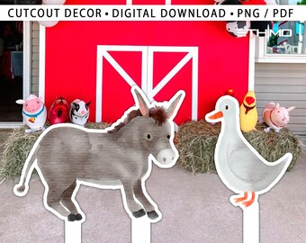 BIG DECOR FARM birthday - Cutout Decor farm animals, farm printable Baby Shower, Birthday Party, digital download - Backdrop Farm sheep
