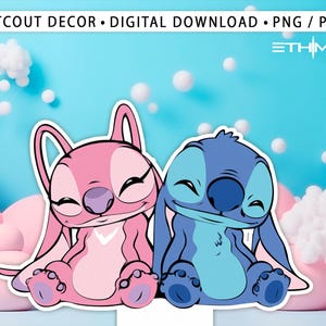 Stitch and Angel Cutout, Lilo and Stitch Big Decor, Party Decoration Theme Baby shower Or Birthday Party Stand Up Prop, Digital Download