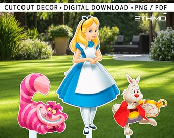 Alice In Wonderland Cutout, Alice Big Decor, Alice Decoration Theme Birthday Party, Stand Up Prop, Digital Download BIG DECOR Alice