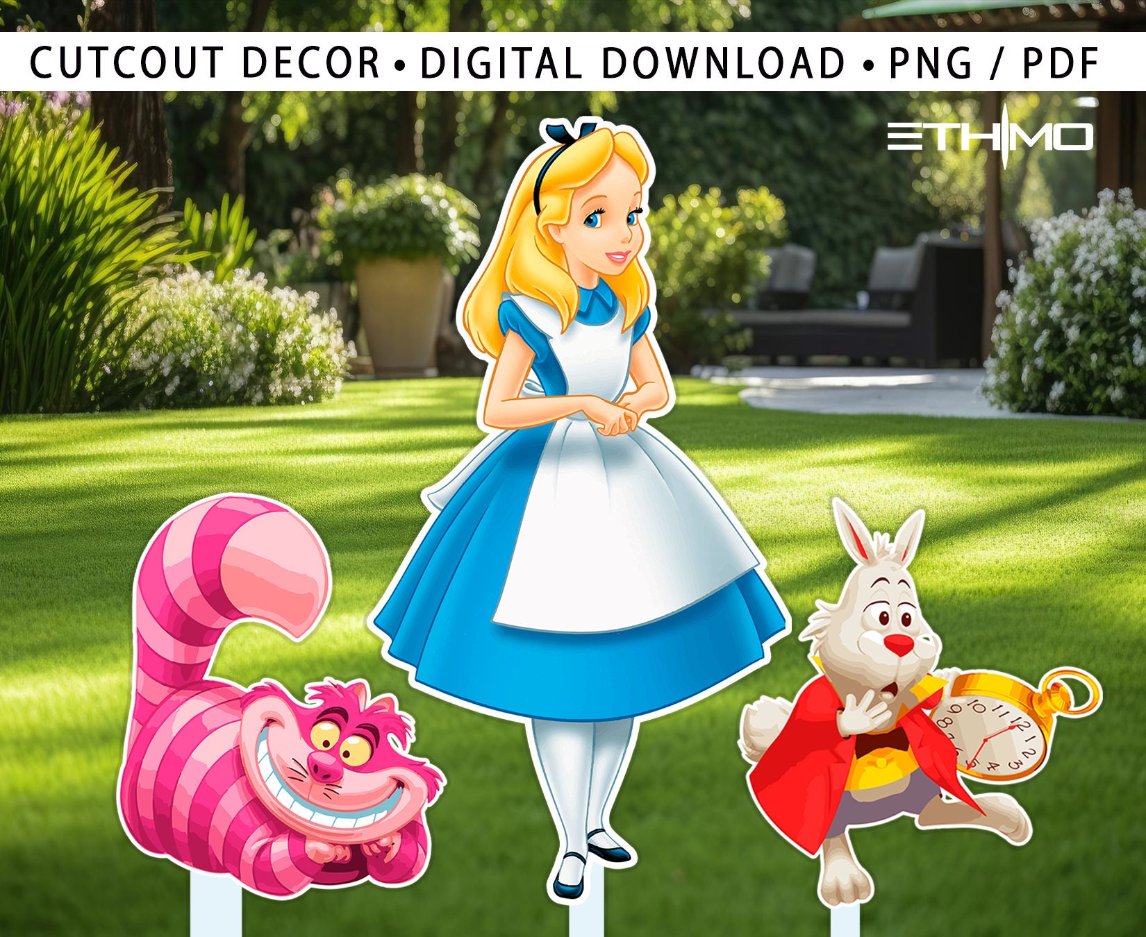 Alice im Wunderland Ausschnitt, Alice Big Decor, Alice Dekoration Thema Geburtstagsparty, Stand Up Prop, digitaler Download BIG DECOR Alice
