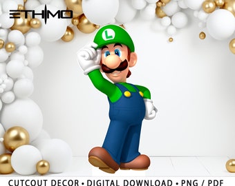 Mario Decor Toiles de fond, luigi Centerpiece Cutout Decor Imprimable, luigi Baby Shower Birthday Party, Téléchargement numérique actif