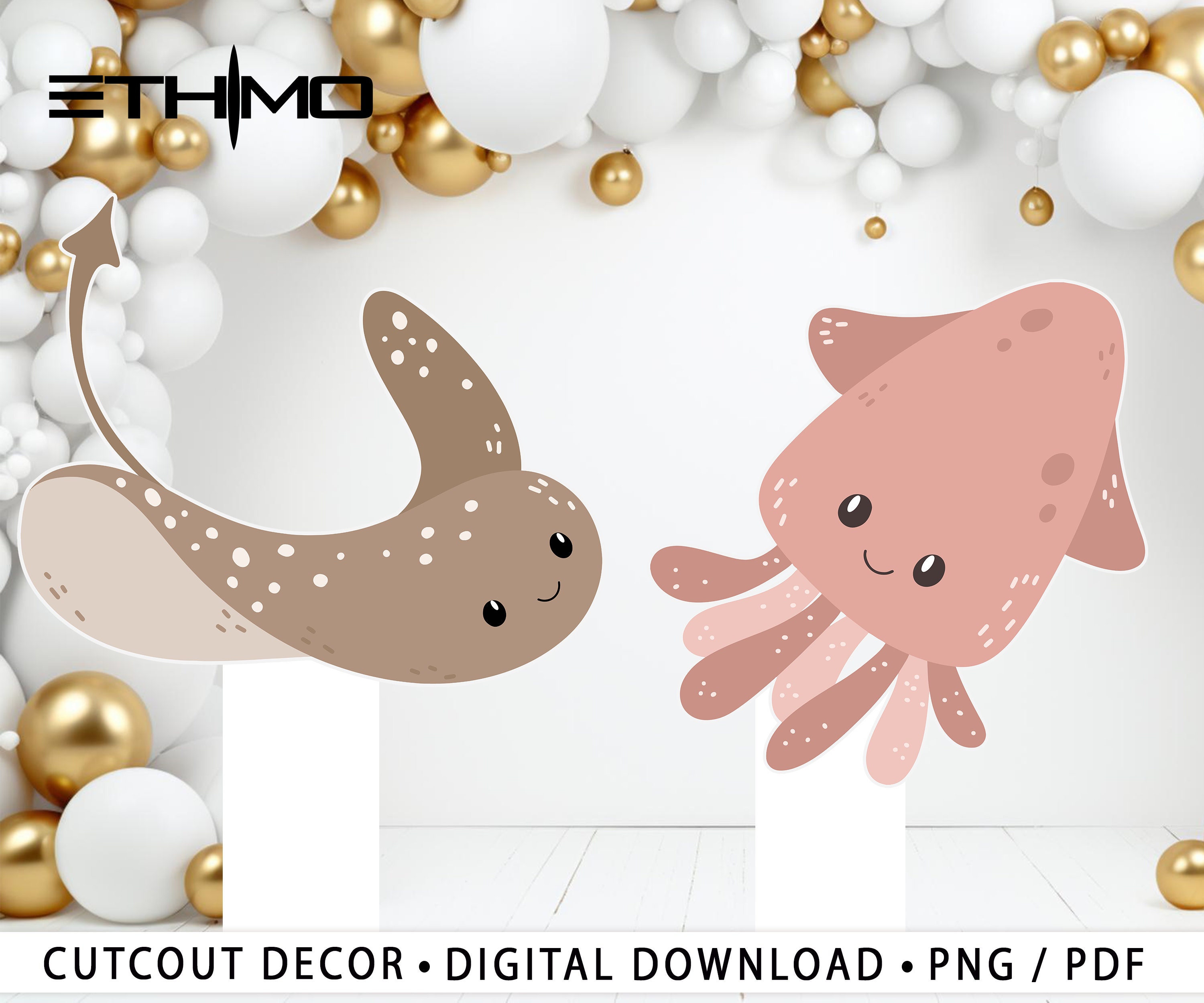 Under The Sea Party Decorations | Underwater Cutout, Party Decoration Theme Baby shower Or Birthday Party Stand Up Prop, Digital Download