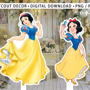 GROßES DEKOR PRINZESSIN Cutout Dekor, Schneewittchen Prinzessin Geburtstagsdekoration Babyparty, Geburtstagsparty, digitaler Download Hintergrund
