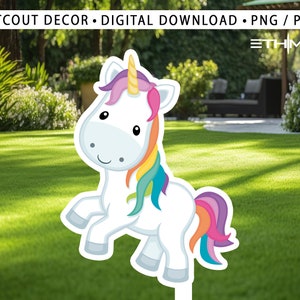 Ritagli di cartone con personaggi unicorno - Decorazioni per feste Unicornio - Porta la tua festa a un altro livello - Articoli per feste