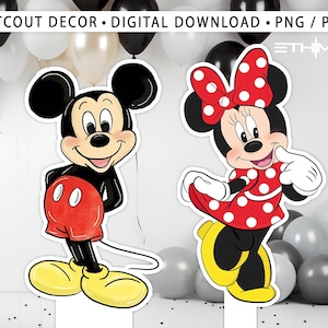 Mickey and Minnie Cutout, Cute mickey Cutout Decor, Mickey Party Decoration Theme Birthday Party Stand Up Prop, Digital Download