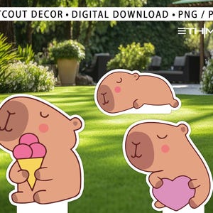 Cute Capybara Cutout  - Funny Capybara Clipart Bundle - Set Kawaii Animal Illustration - Anime Cartoon Digital Backdrop - Centerpiece Capyba
