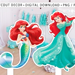Ariel Cutout, Ariel Cutout Decor, Ariel Party Decoration Theme Baby shower Or Birthday Party Stand Up Prop, Digital Download