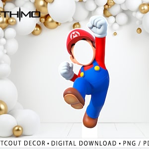 Mario Cutout selfie, Super mario  frame Decor, Mario Party Decoration Theme, Birthday Party Stand Up Prop, Digital Download George