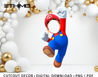 Mario Cutout selfie, Super mario frame Decor, Mario Party Decoration Theme, Birthday Party Stand Up Prop, Digital Download George
