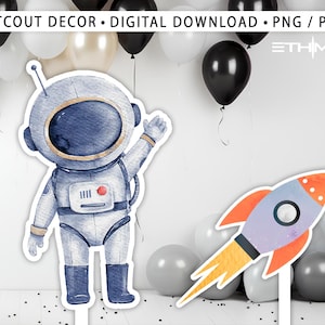 Astronaut Cutout , Astronaut Space Cutout Decor, Astronaut warercolor Party Decoration Theme, Birthday Party Stand Up Prop, Digital Download