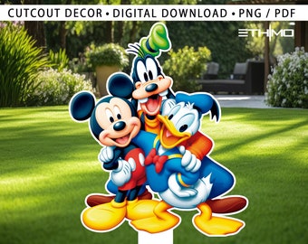 mickey and friends CutOut, mickey Cutout Decor, mickey Party Decoration Theme, Birthday Party Stand Up Prop, Digital Download