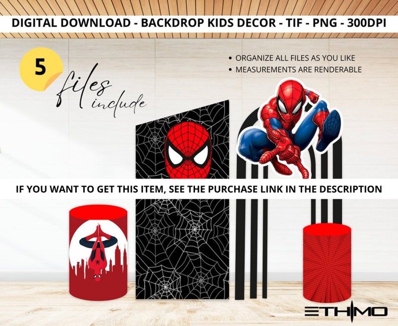 Spiderman Cutout, Big Decor, Party Decorations, Birthday Prop, Yard Sign, Standee, Centerpiece, Kids Party Decor, Digital File image 3