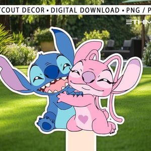 Stitch and Angel Cutout, Lilo and Stitch Big Decor, Party Decoration Theme Baby shower Or Birthday Party Stand Up Prop, Digital Download