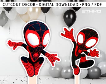 Spidey Spin Cutout, Big Decor, Party Decorations, Birthday Prop, Yard Sign, Standee, Centerpiece, Kids Party Decor, SpinDigital File Active