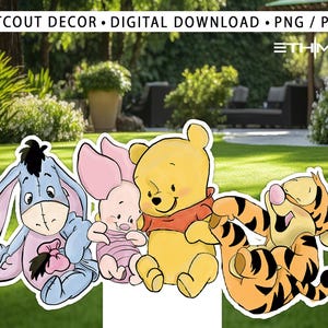 Winnie Pooh Cutout, Friends Cutout Decor Winnie The Pooh, Party Decoration Baby shower Or Birthday Party Stand Up Prop, Digital Download