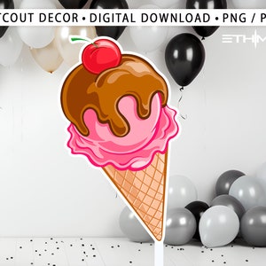 ice cream, ice cream Cutout Decor, ice cream Party Decoration Theme, Birthday Party Stand Up Prop, Digital Download