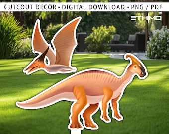 Dinosaur Cutout, Cute Dinosaur Cutout Decor, Dinosaur Party Decoration Theme Baby shower Or Birthday Party Stand Up Prop, Digital Download