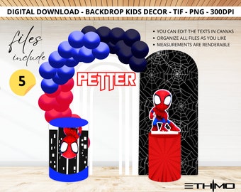 spidey BACKDROP Bundle- Template - Party Decor Business Backdrop - Big decor - planner backdrops - spider theme