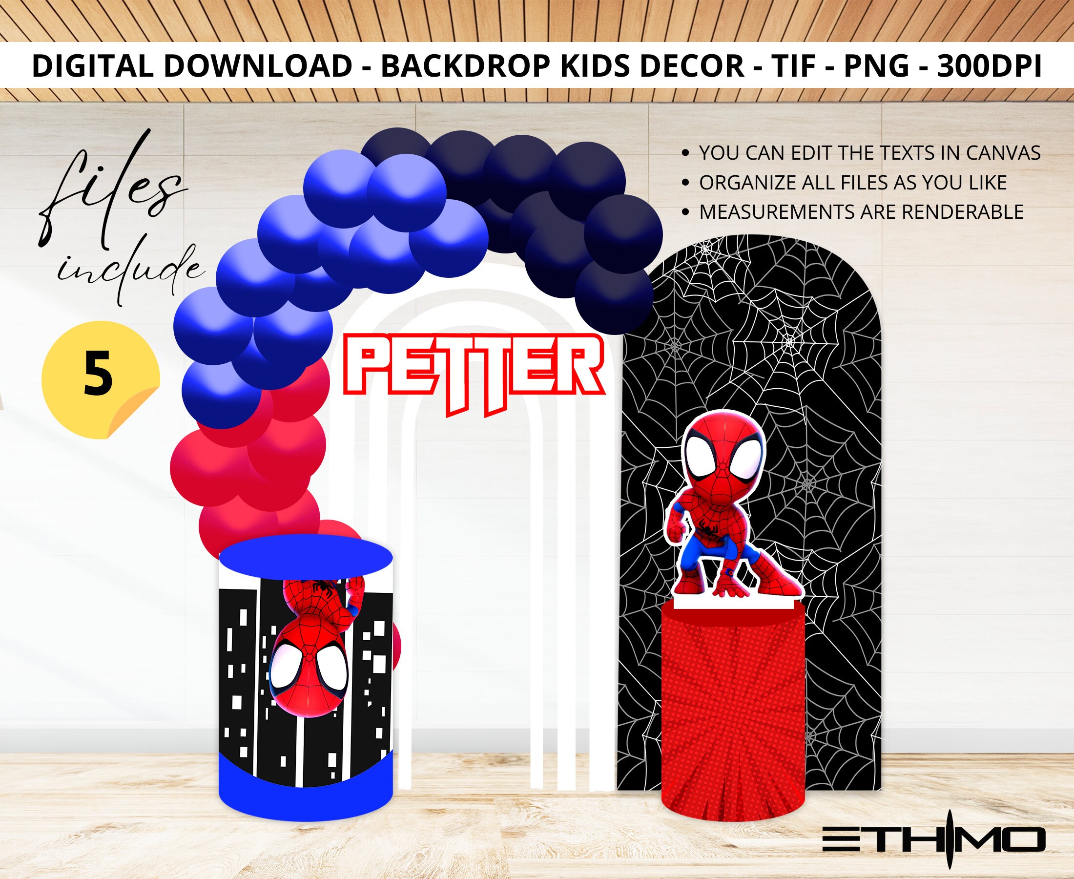Spidey BACKDROP Bundle- Template - Party Decor Business Backdrop - Big ...
