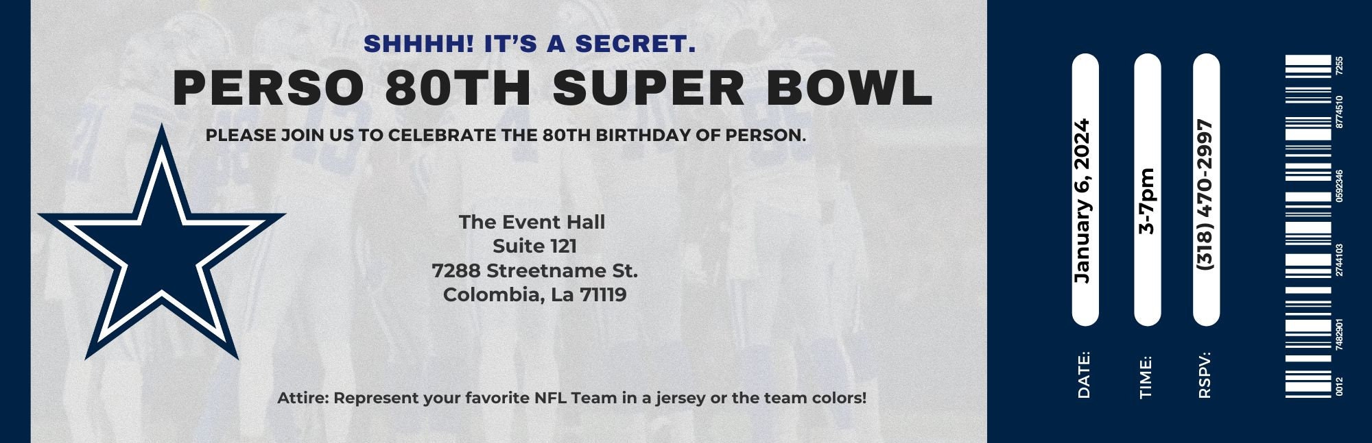 Dallas Cowboys Ticket Invitation Etsy