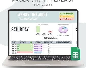 Weekly Time Audit + Energy Tracker – Google Sheets Template